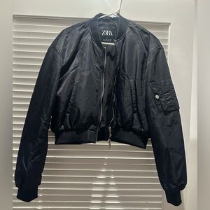 Zara Black Bomber Jacket